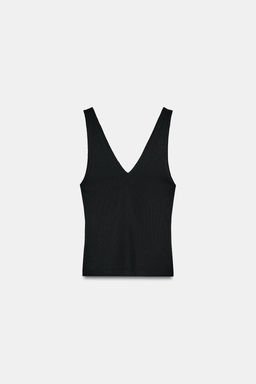 TOP ESCOTE PICO RIB / Negro - Zara фото 4