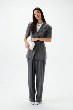 Пальто-пиджак Annete А5447 двубортный костюмная ткань серый  фото 3