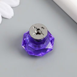 Цена за 5 шт. Ручка для шкатулки металл Кристалл фиолетовый серебро 2,6х2,6х2,4 см - Арт узор фото 3