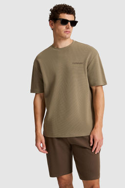 Erkek Haki Comfort Fit Bisiklet Yaka TiЕГrt