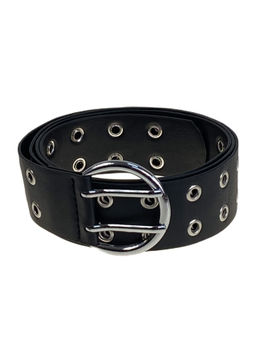 Ремень женский с люверсами из искусственной кожи, цвет черный