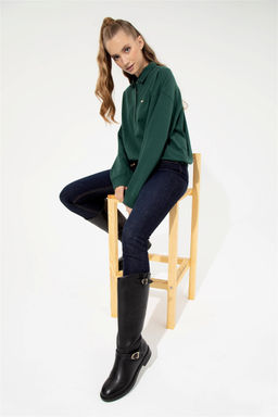 Женский зеленый свитшот с воротником-поло Неожиданная скидка в корзине - U.s. polo assn фото 4