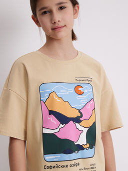 ACOOLA / Футболка детская для девочек Voron бежевый