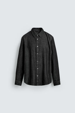 CAMISA RELAXED FIT DENIM / Negro - Zara фото 7