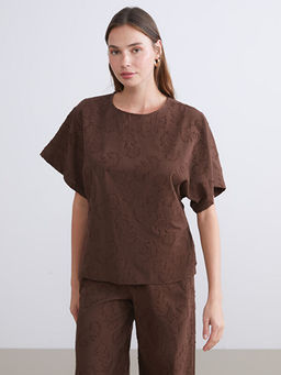 Bisiklet Yaka Desenli Bluz