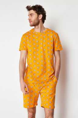 TRENDYOL MAN Turuncu %100 Pamuk Regular Fit Koala Bask?l? Orme Sortlu Pijama Tak?m? THMSS21PT1239 - Trendyolmilla фото 3