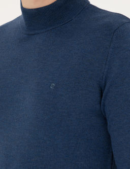 _ndigo Melanj Slim Fit Yar_m Bal_k__ Yaka Basic Triko Kazak - Pierre cardin фото 7