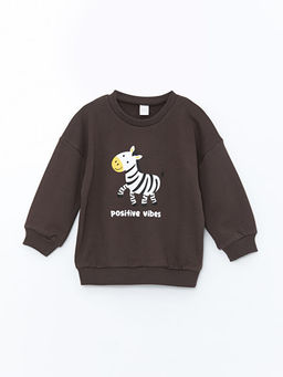 Bisiklet Yaka Uzun Kollu Bask?l? Erkek Bebek Sweatshirt ve E?ofman Alt 2li Tak?m - Waikiki фото 2