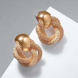 Серьги металл Круги переплетение, цвет золото