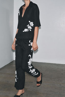 ZW COLLECTION BEADED EMBROIDERY TROUSERS - Zara фото 8