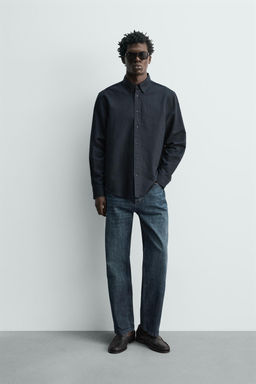 CAMISA REGULAR FIT C??AMO - ALGOD?N / Marino oscuro