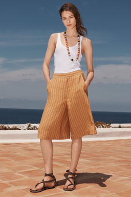 LIMITED EDITION STRIPED LINEN BERMUDA SHORTS - Zara фото 7
