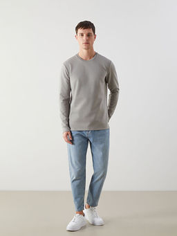 Bisiklet Yaka Uzun Kollu Erkek Sweatshirt