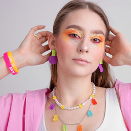 Серьги металл Яркость геометрия, мятый квадрат, цвет салатово-малиновый - Queen fair фото 5