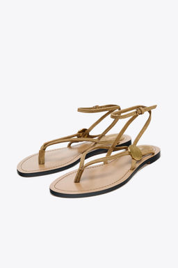 SPLIT SUEDE FLAT SANDALS WITH APPLIQUE - Zara фото 8