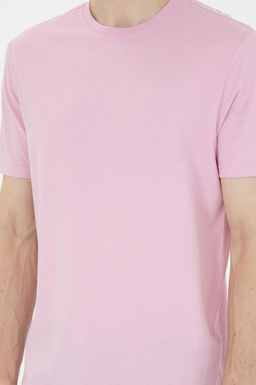 Erkek Regular Fit Bisiklet Yaka Pembe Basic Ti__rt