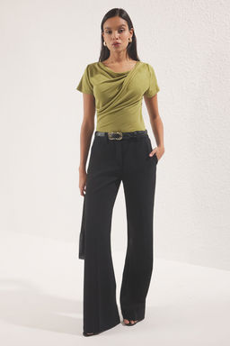 Yag Yesil Buzgu/Drape Detayl? Fitted/Vucuda Oturan Orme Bluz TWOSS25BZ00278