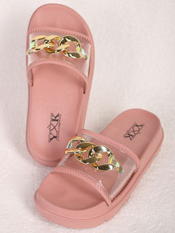 Шлепанцы с золотой цепочкой пляжные