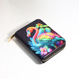Кошелёк женский «Неоновый фламинго», маленький, чёрный
