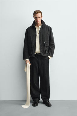 CAZADORA RELAXED FIT LAVADA BOLSILLOS / Gris oscuro