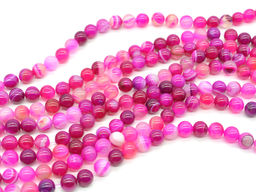 Бусины из агата тонированного шарик 8мм цв.фуксия, 37см, 46 бусин Радуга камня