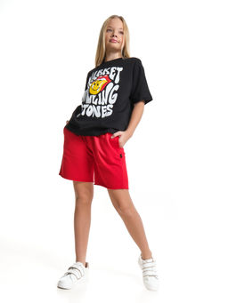 Шорты для спорта для девочки свободные отрезные 22-7677 красный - Mini maxi фото 5