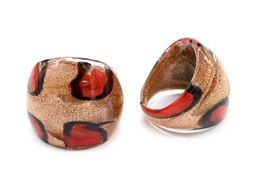 Перстень из муранского стекла модель 3 цв.золотисто-рыжий