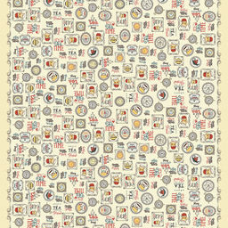 Шторы для кухни, 2шт 148х160см "Чаепитие", на шторной ленте, хлопок "Комфорт" 171г/м2, упаковка "классическая" 28х41см, "Домашняя мода" (Россия)