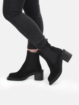 04-E21W-1B BLACK Ботинки зимние женские (натуральная замша, натуральный мех) - Фабричный китай фото 5