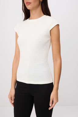 Siyah Regular/Normal Kal?p K?sa Kollu Orme Crop/K?sa Pamuk Ribana Orme T-shirt TWOSS26TS00299 - Trendyolmilla фото 7