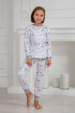 Пижама подростковая из интерлока Потешка котик серый