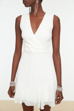 Trendyolmilla Bridal Ekru A-Kesim S?rt Detayl? Dokuma K?sa Dugun/Nikah S?k Abiye Elbise TPRSS21EL2345  фото 3