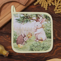 Прихватка Доляна Зверьки 17х17 см, 35% хл, 65% пэ, ватин 250 г/м2