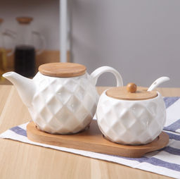 Чайник заварочный 300 мл и сахарница 250 мл с ложкой / CF127 /уп 36/ на подставке - Галеонтрейд фото 2