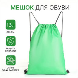Цена за 2 шт. Мешок для обуви на шнурке, однотонный, размер 35×0.5×43 см, зелёный