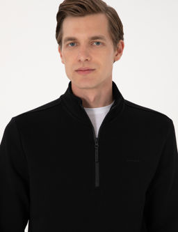 Siyah 3 _plik Regular Fit Fermuarl_ Dik Yaka Basic Sweatshirt - Pierre cardin фото 2