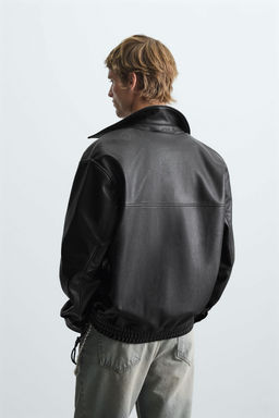 LEATHER EFFECT BOMBER JACKET