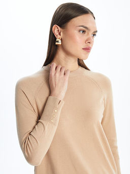 Bisiklet Yaka D?z Uzun Kollu Kad?n Triko Tunik