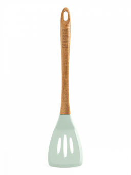 Лопатка силиконовая с прорезями 34x7,5x1,6 мятный силикон, дерево акации - Denastia фото 5