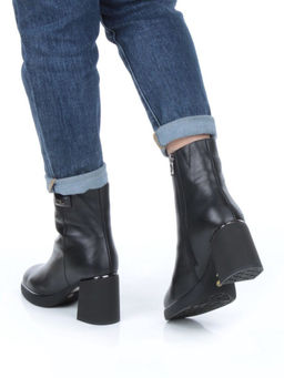 04-M3-2271 BLACK Ботильоны зимние женские (натуральная кожа, натуральный мех)