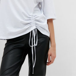 Футболка с кулиской женская MINAKU REGULAR FIT, белая, размер 46