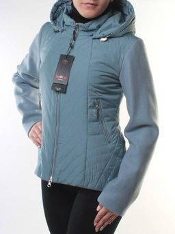 M-7036 GRAY/BLUE Куртка кашемировая женская (100 гр. синтепон) - Фабричный китай фото 3