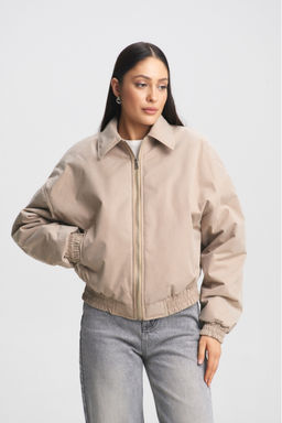 Куртка-бомбер с воротом Beige