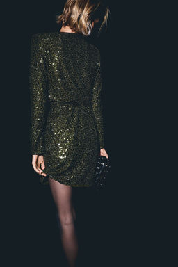 Vestido cruzado de lentejuelas - H&m фото 4