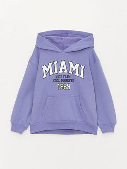 Bask?l? Uzun Kollu K?z ?ocuk Hoodie - Waikiki фото 3