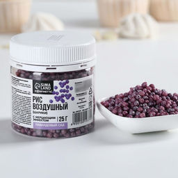 Рисовые шарики блестящие Фиолетовые для капкейков, тортов и куличей, 25 г. - KONFINETTA фото 2
