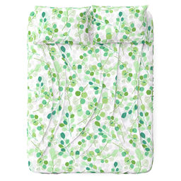 Простыня на резинке односпальная Эвкалипт, зеленый б/з 90х200см, свесы 27см, бязь Комфорт 121г/м2, хлопок 100%, упаковка классическая ПВХ 28х41см, Домашняя мода (Россия)