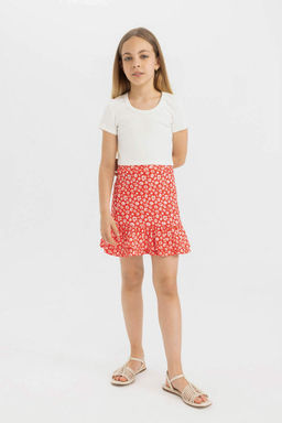 Облегающая футболка с круглым вырезом для девочек, базовая футболка в рубчик с короткими рукавами - Defacto фото 2