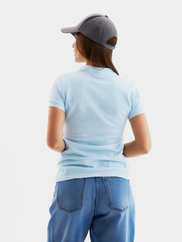 Футболка поло женская MINAKU: Basic line, голубая, размер 44