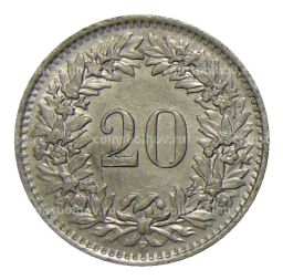 Монета 20 раппенов 1944 года Швейцария